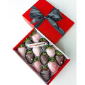 12pcs Black & Pink Chocolate Strawberries Gift Box